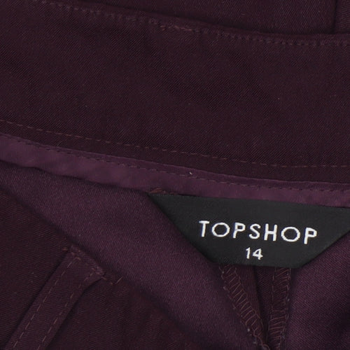 Topshop Women’s Purple Straight Leg Stretch Trousers Size 14