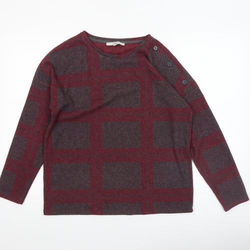 Next Women’s Red Check Long Sleeve Jersey Blouse Size 10