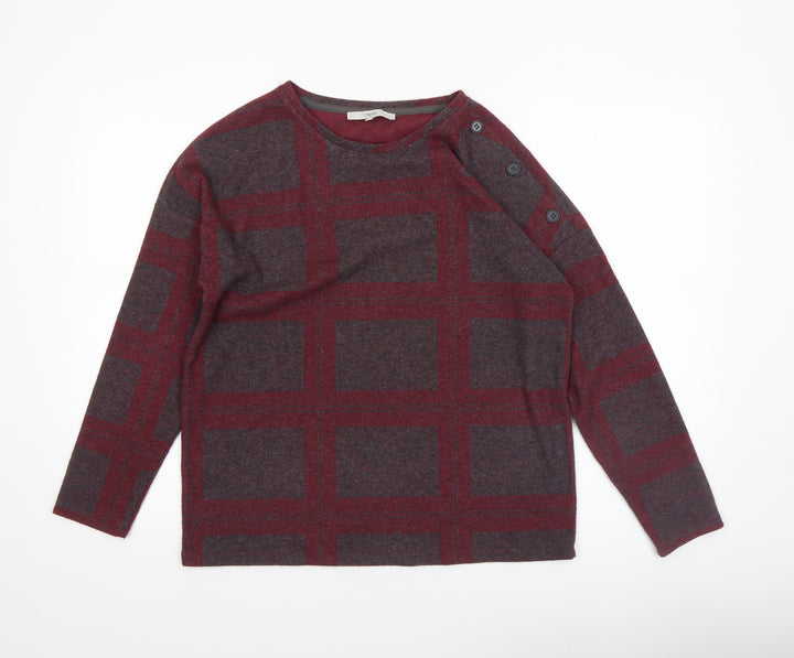 Next Women’s Red Check Long Sleeve Jersey Blouse Size 10
