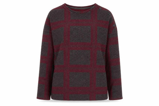 Front view of Next Women’s Red Check Long Sleeve Jersey Blouse, size UK 10