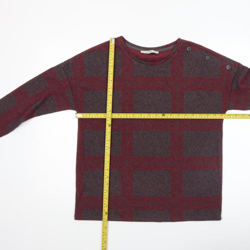 Next Women’s Red Check Long Sleeve Jersey Blouse Size 10
