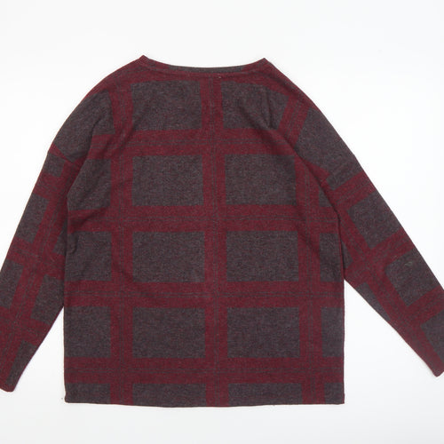 Next Women’s Red Check Long Sleeve Jersey Blouse Size 10
