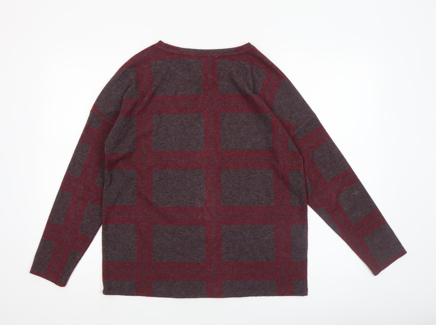 Next Women’s Red Check Long Sleeve Jersey Blouse Size 10