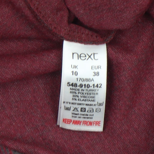 Next Women’s Red Check Long Sleeve Jersey Blouse Size 10