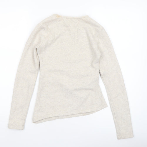 Pull&Bear Women’s Beige Long Sleeve Basic Jersey Top Size 8