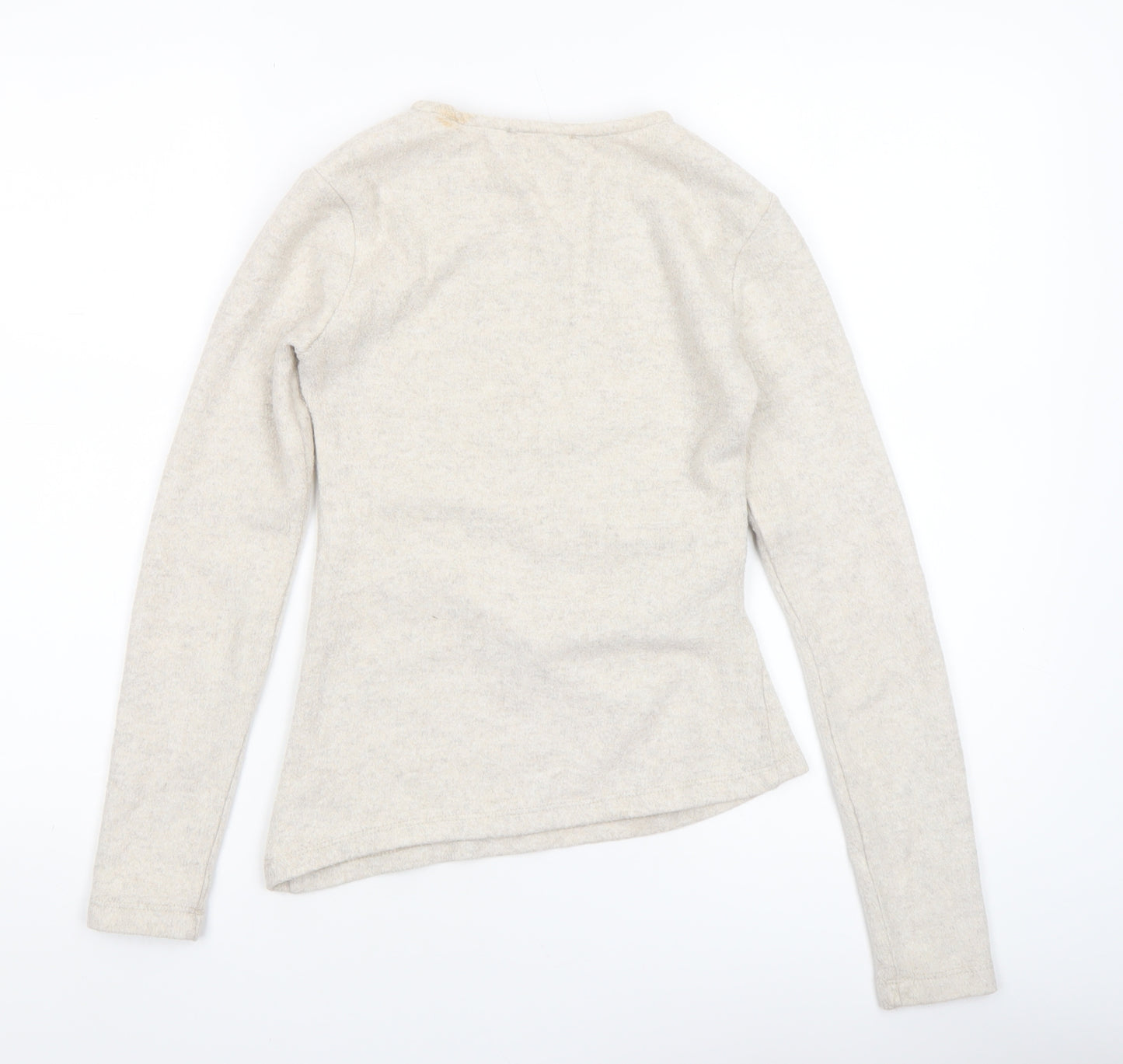 Pull&Bear Women’s Beige Long Sleeve Basic Jersey Top Size 8