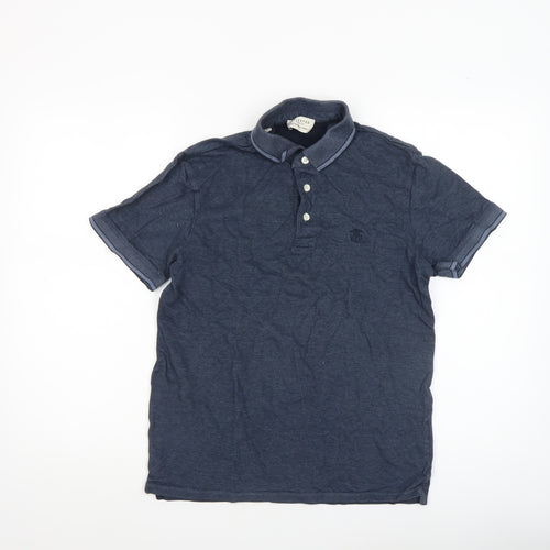 Selected Homme Men's Blue Cotton Polo Shirt Size S Short Sleeve