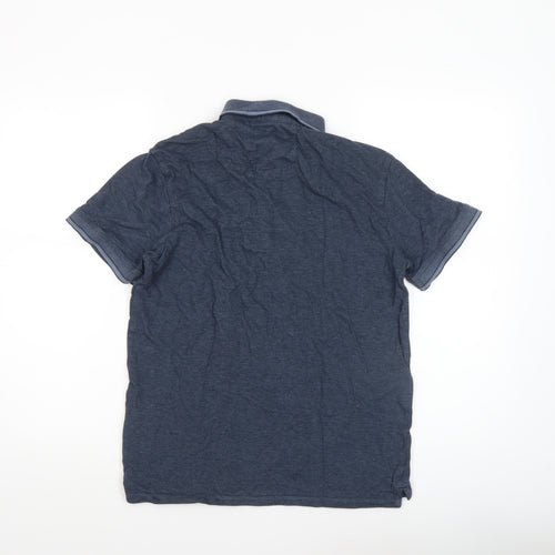 Selected Homme Men's Blue Cotton Polo Shirt Size S Short Sleeve