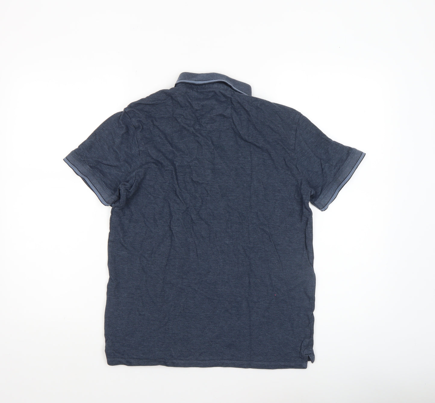 Selected Homme Men's Blue Cotton Polo Shirt Size S Short Sleeve