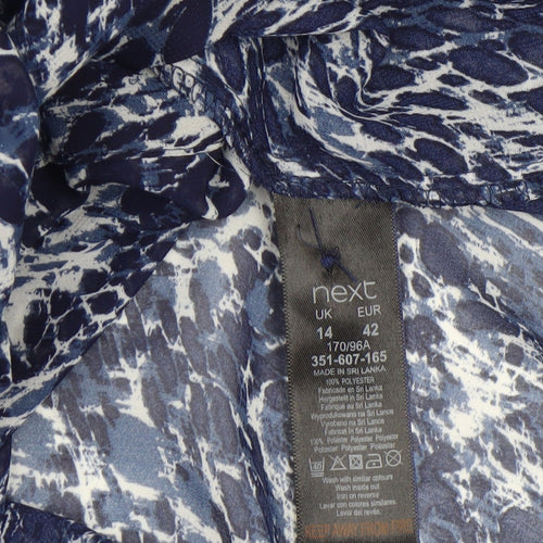 Next Women Blue Animal Print Button-Up Blouse Size 14