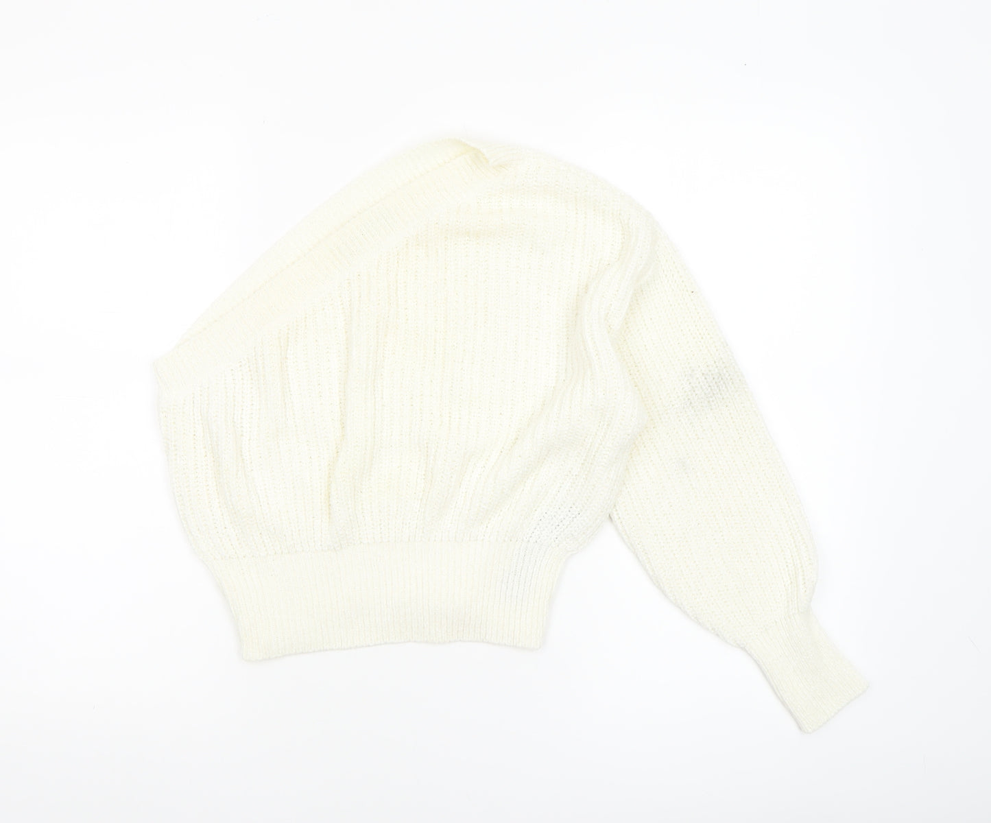 Zara Women Ivory One-Shoulder Knit Pullover Jumper Size S