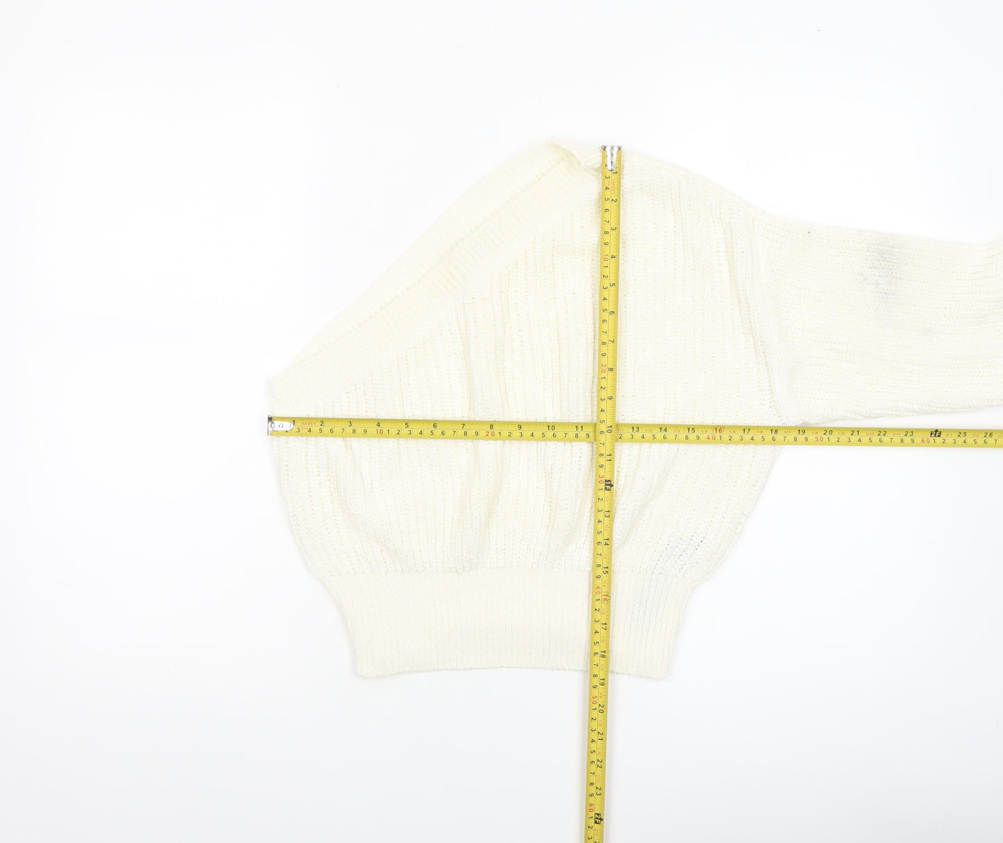 Zara Women Ivory One-Shoulder Knit Pullover Jumper Size S