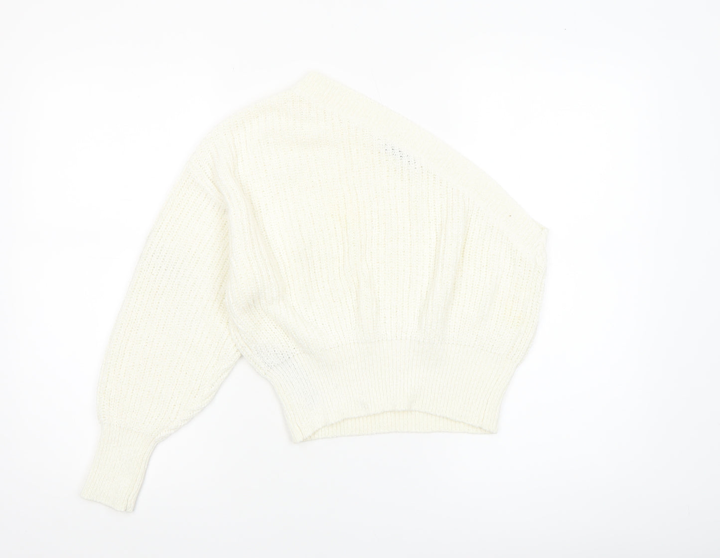 Zara Women Ivory One-Shoulder Knit Pullover Jumper Size S