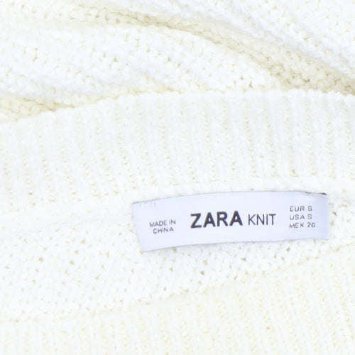 Zara Women Ivory One-Shoulder Knit Pullover Jumper Size S