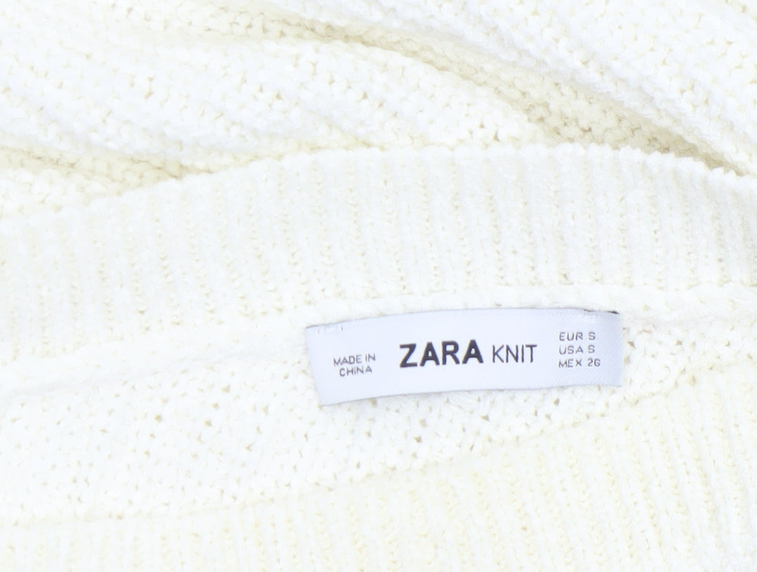 Zara Women Ivory One-Shoulder Knit Pullover Jumper Size S
