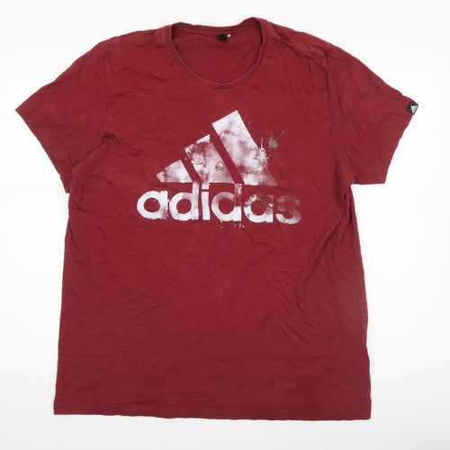 Adidas Men’s Red Cotton XL Logo Graphic T-Shirt