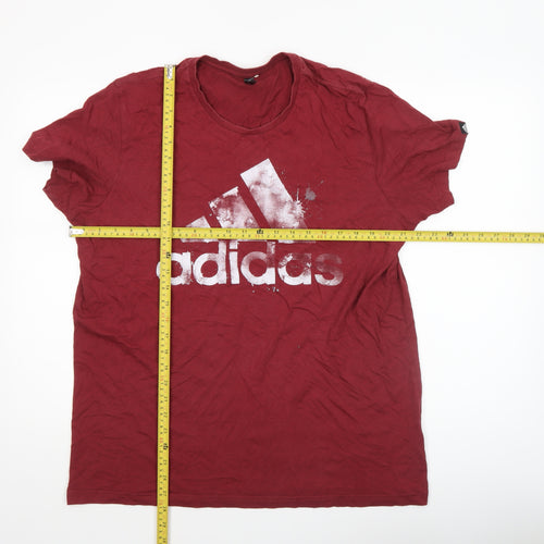 Adidas Men’s Red Cotton XL Logo Graphic T-Shirt