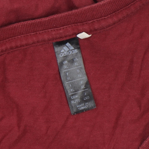Adidas Men’s Red Cotton XL Logo Graphic T-Shirt