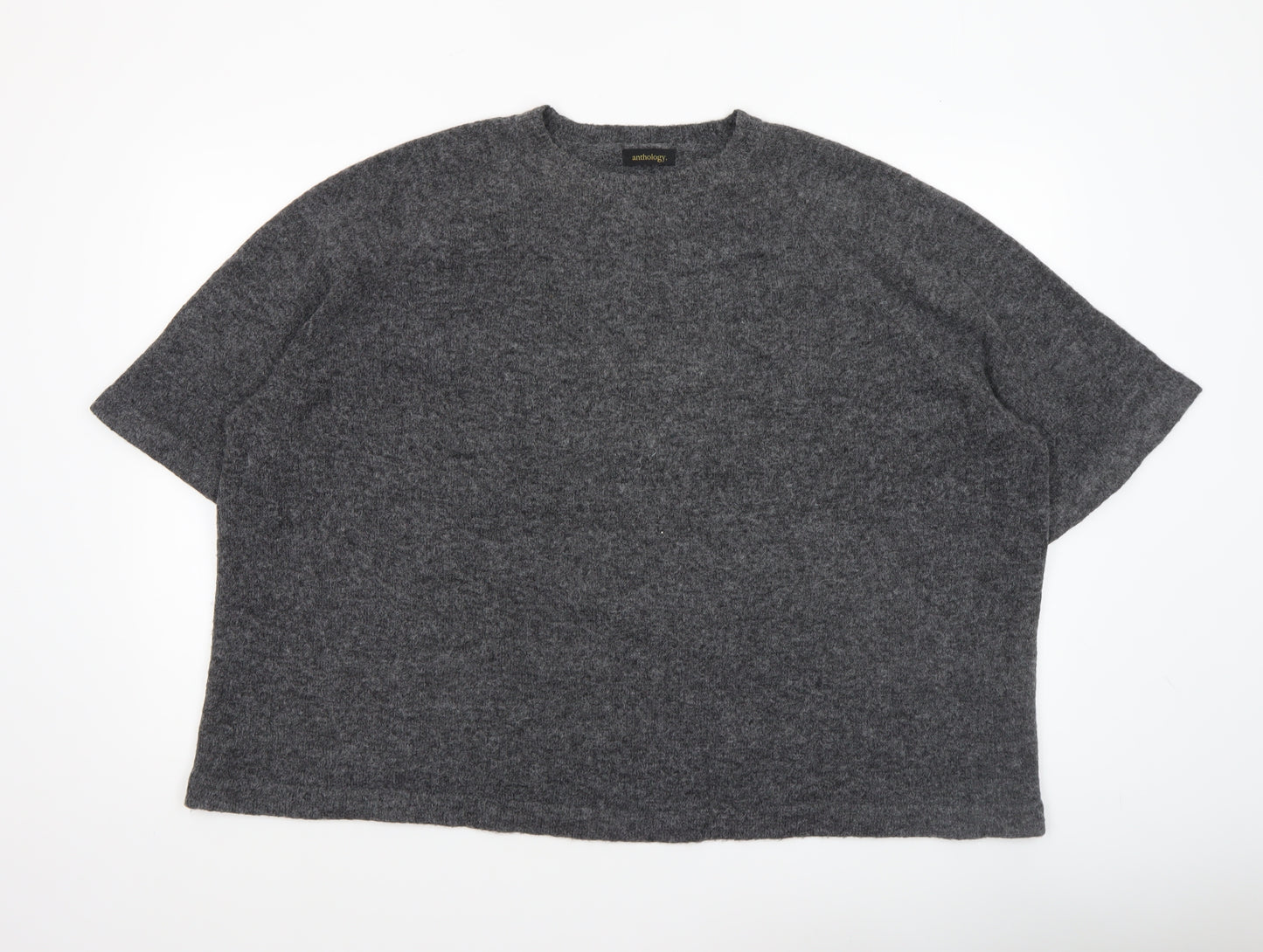 Anthology Women’s Grey Wool Blend Relaxed Fit Short Sleeve Jumper Size L