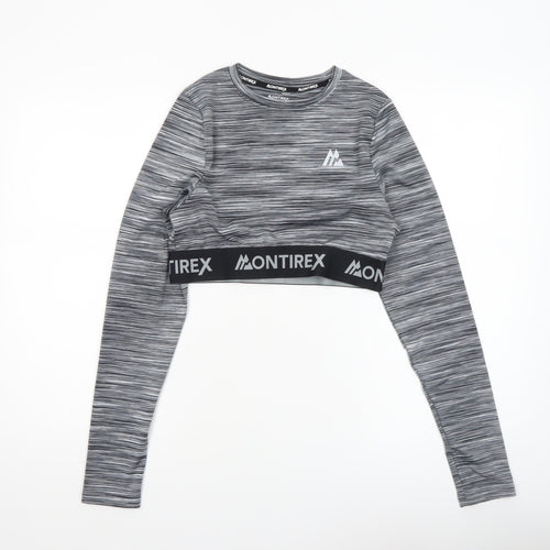 Montirex Womens Grey Long Sleeve Cropped Activewear Top Size M