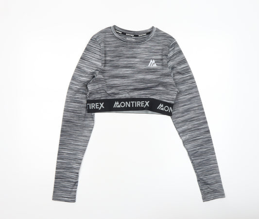 Montirex Womens Grey Long Sleeve Cropped Activewear Top Size M