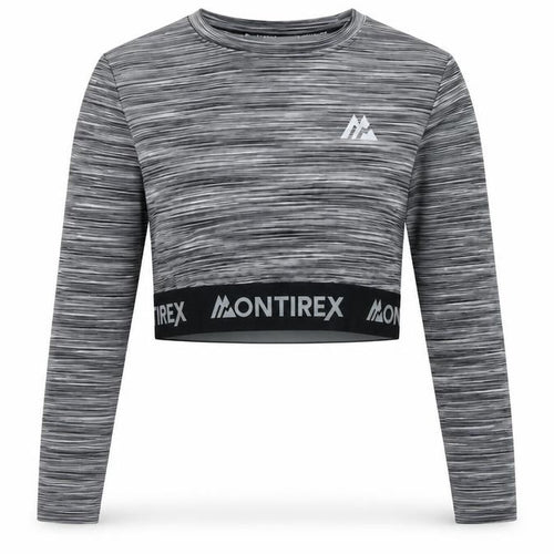 Montirex Womens Grey Long Sleeve Cropped Activewear Top Size M