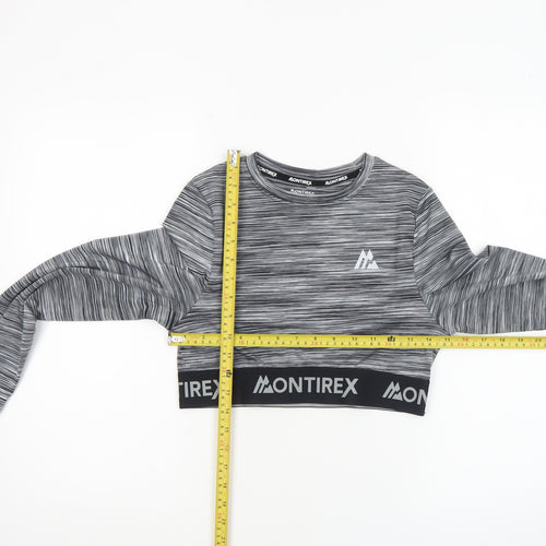 Montirex Womens Grey Long Sleeve Cropped Activewear Top Size M