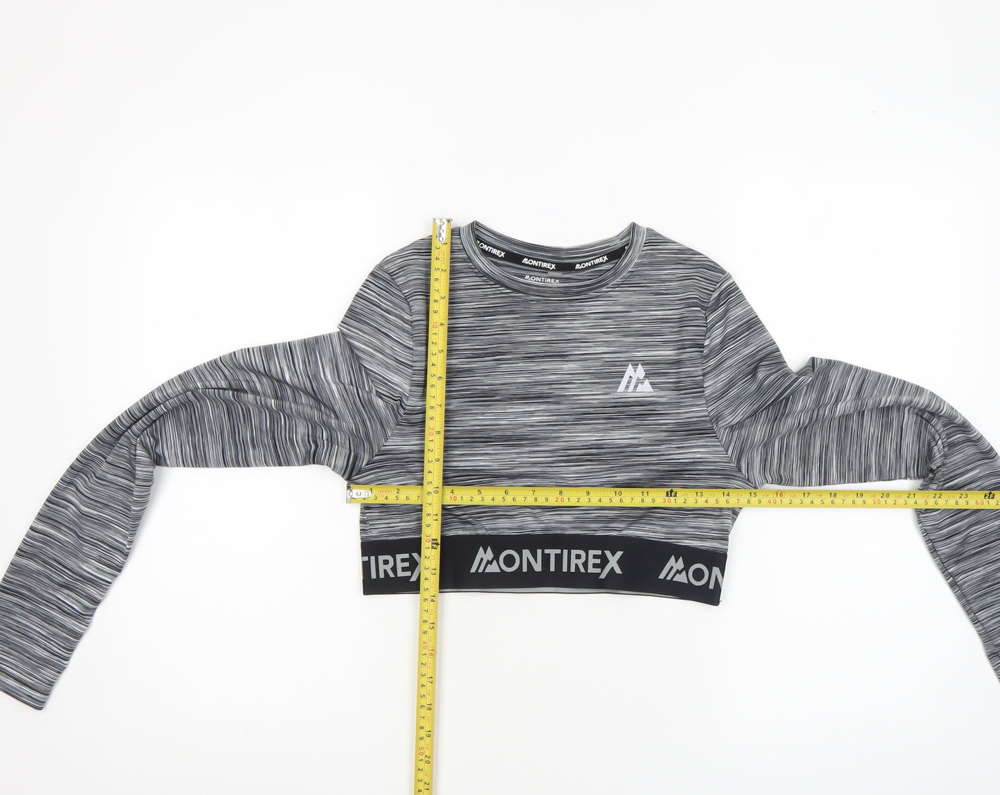 Montirex Womens Grey Long Sleeve Cropped Activewear Top Size M