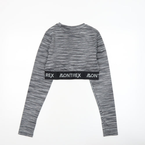 Montirex Womens Grey Long Sleeve Cropped Activewear Top Size M