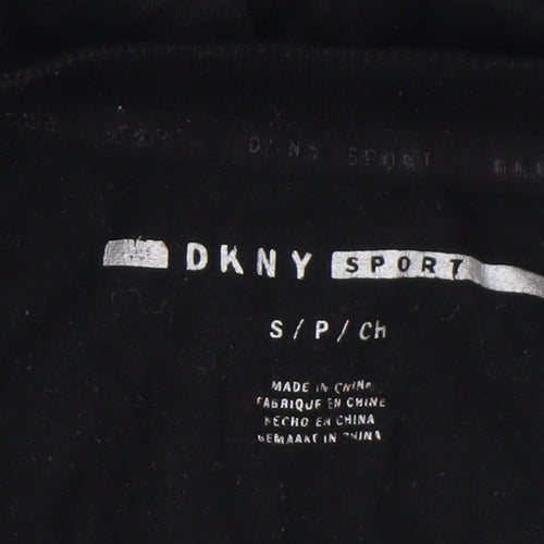 DKNY Womens Black Long Sleeve Tie Front Cotton Jersey Top Size S