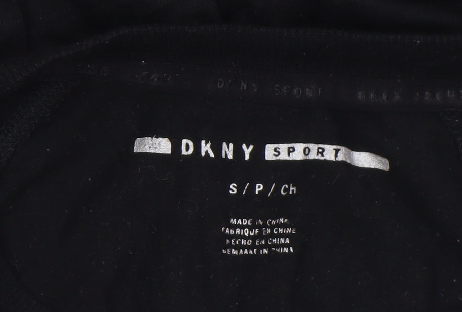 DKNY Womens Black Long Sleeve Tie Front Cotton Jersey Top Size S