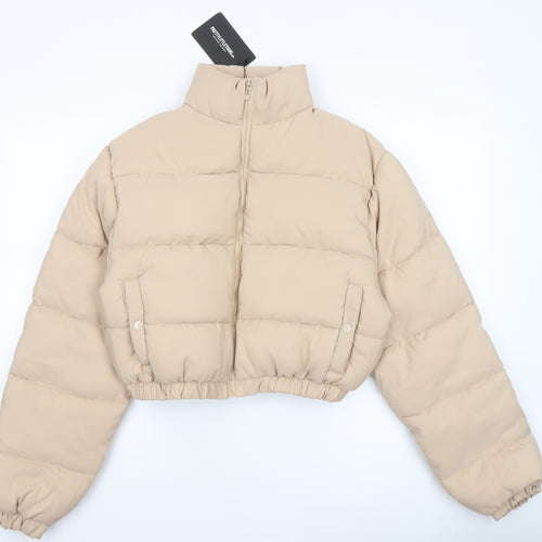 PrettyLittleThing Women’s Beige Cropped Puffer Jacket XL