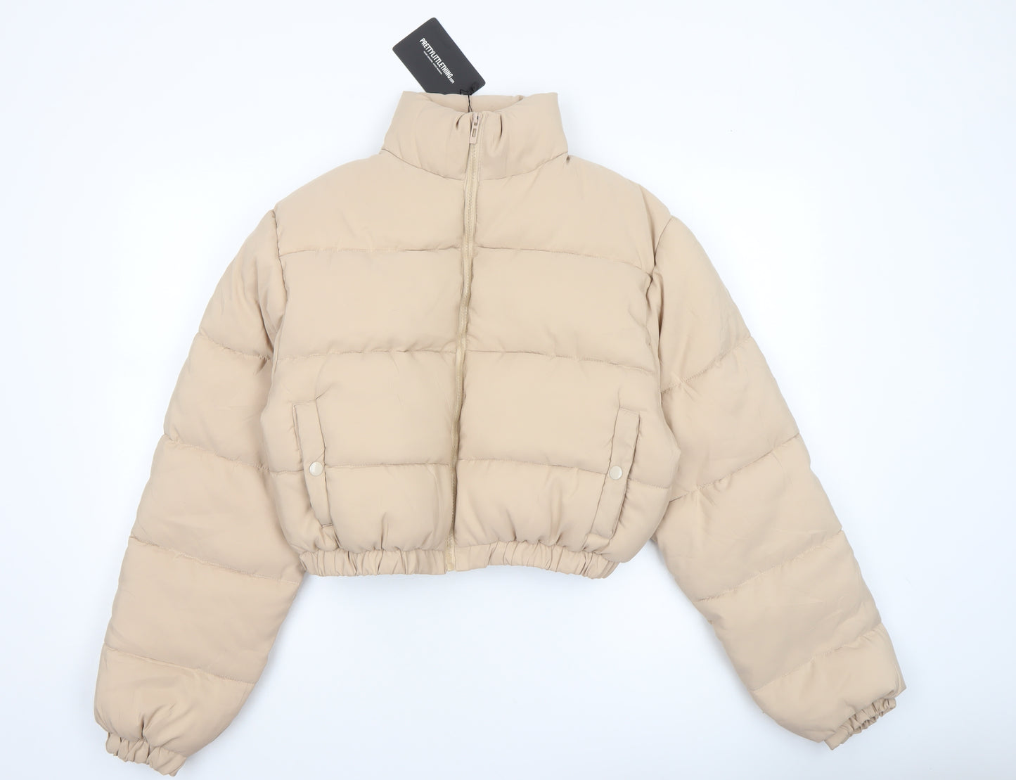 PrettyLittleThing Women’s Beige Cropped Puffer Jacket XL