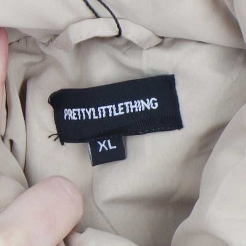 PrettyLittleThing Women’s Beige Cropped Puffer Jacket XL