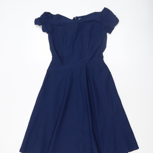Grace Karin Women's Blue Off Shoulder Fit & Flare Dress Size S