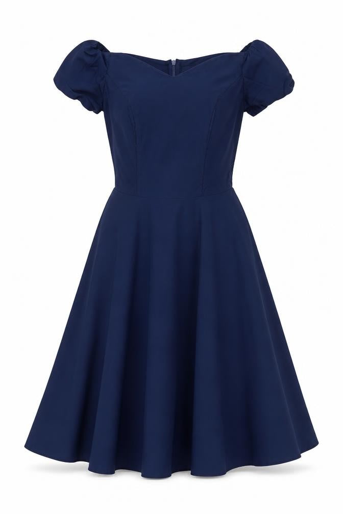 Grace Karin Women's Blue Off Shoulder Fit & Flare Dress Size S