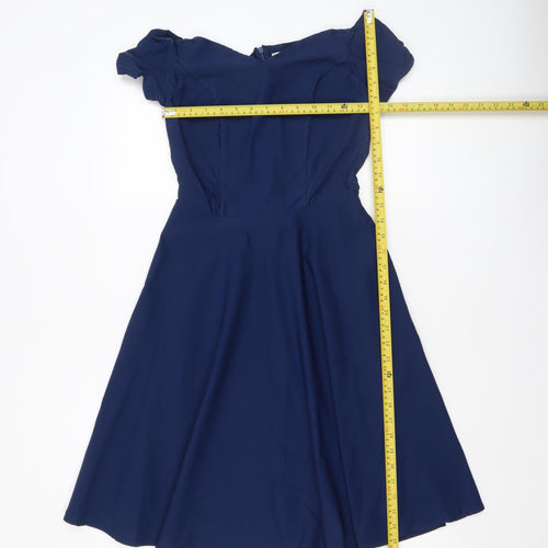 Grace Karin Women's Blue Off Shoulder Fit & Flare Dress Size S