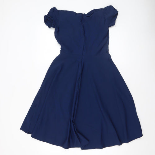 Grace Karin Women's Blue Off Shoulder Fit & Flare Dress Size S