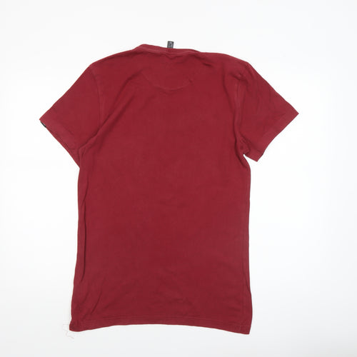 Adidas Men Red Small Graphic Sports Logo Cotton T-Shirt