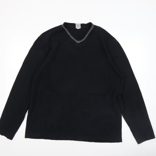 Old Navy Men’s Black Long Sleeve Cotton V-Neck Casual Top Size L