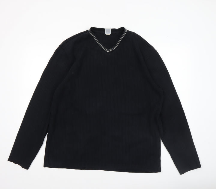 Old Navy Men’s Black Long Sleeve Cotton V-Neck Casual Top Size L