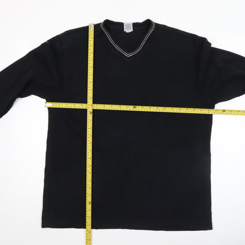 Old Navy Men’s Black Long Sleeve Cotton V-Neck Casual Top Size L