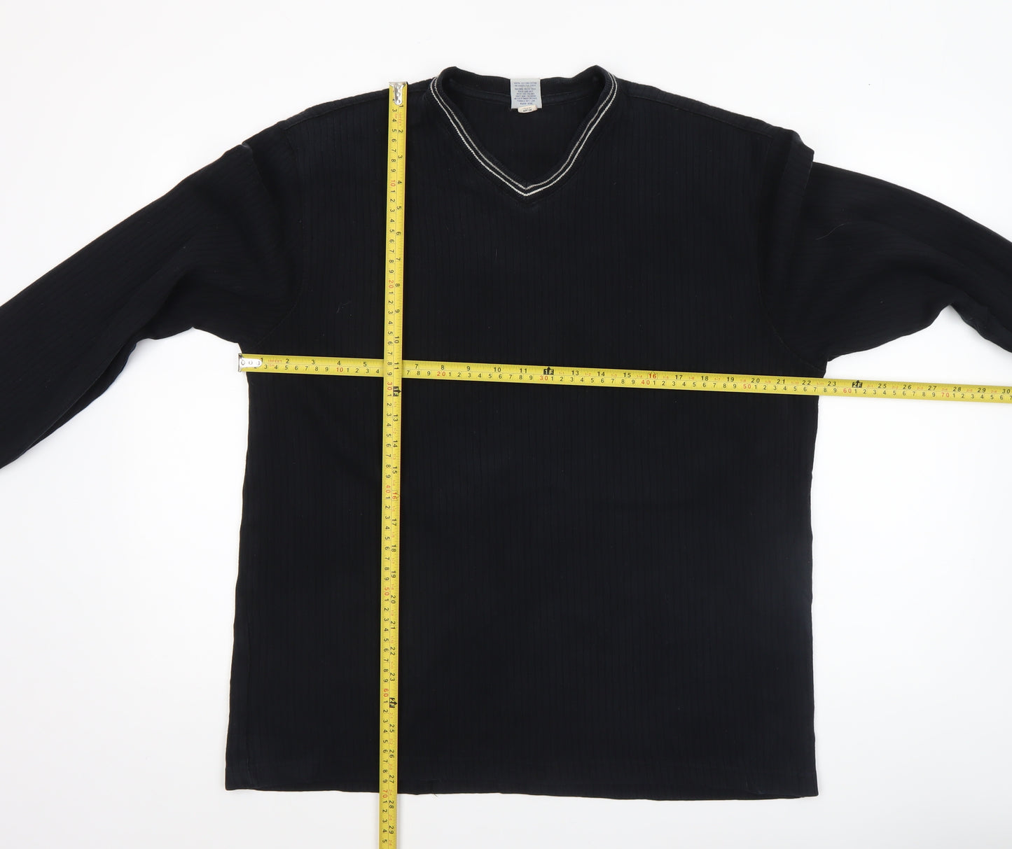 Old Navy Men’s Black Long Sleeve Cotton V-Neck Casual Top Size L