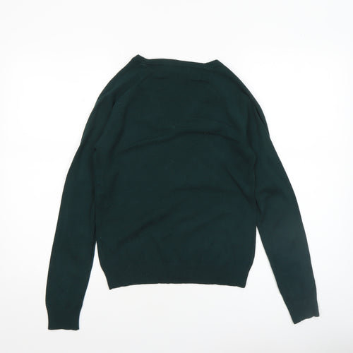 ZARA Women's Green V-Neck Cotton Knit Jumper Size 12
