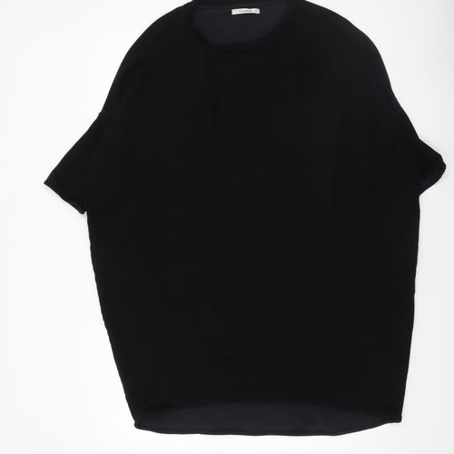 Pull&Bear Womens Black Basic Short Sleeve Crew Neck T-Shirt Size 12