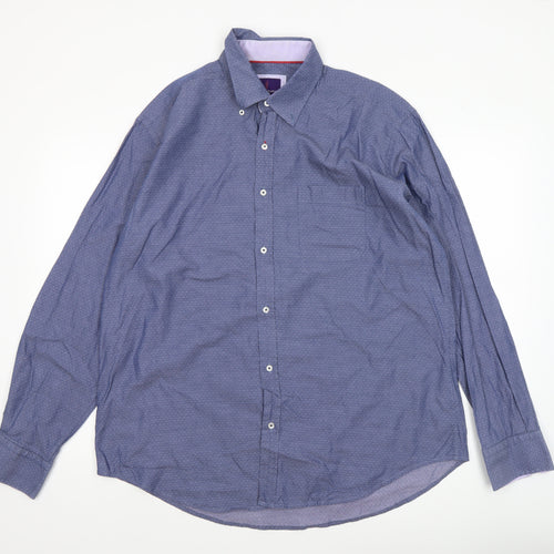 Dylan Thomas Men’s Blue Button-Down XL Long Sleeve Cotton Shirt