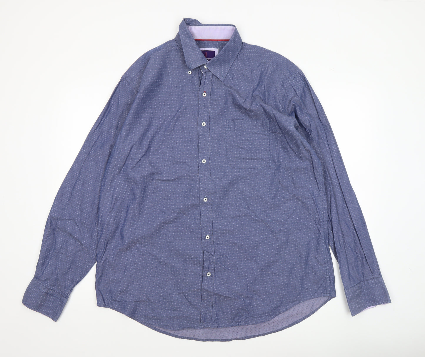 Dylan Thomas Men’s Blue Button-Down XL Long Sleeve Cotton Shirt
