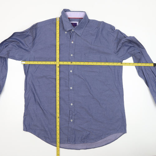 Dylan Thomas Men’s Blue Button-Down XL Long Sleeve Cotton Shirt