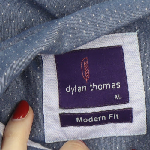 Dylan Thomas Men’s Blue Button-Down XL Long Sleeve Cotton Shirt