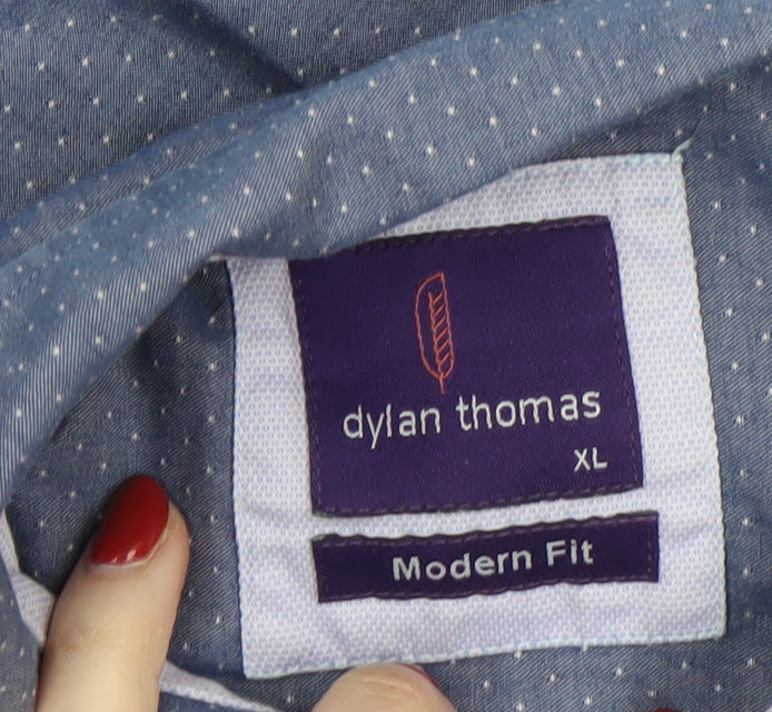 Dylan Thomas Men’s Blue Button-Down XL Long Sleeve Cotton Shirt